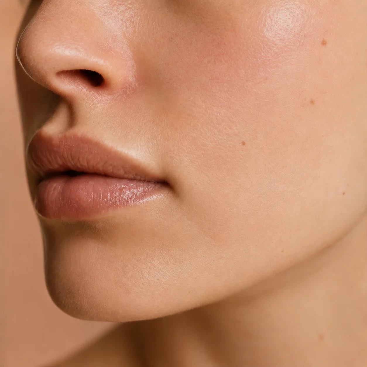 Week 2 portrait — same crop and light, slightly calmer redness around the nose.